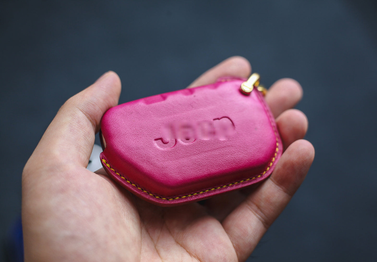 Pink Cute Cover For Wrangler Grand Cherokee Wagoneer Gladiator Renegade 2020 2021 2022 Leather Key Cover Remote Holder Rubicon Sahara JK JL