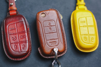 For Renegade 2015 2016 2017 2018 Leather Key Fob Cover Fiatt 500X Dodgee Grand Cherokee L Ramm Wagoneer 2021 2022 Wrangler Rubicon Sahara