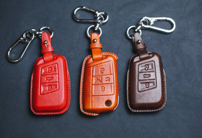 Key Fob Cover For 2022 Golf 7 MK7 Polo Bora Tiguan Jetta Beetle Caddy Eos GTI Touareg Passat Teramont Leather Key Fob Case Remote Holder