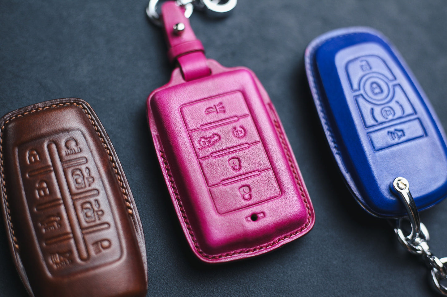 Pink Cute Cover For Wrangler Grand Cherokee Wagoneer Gladiator Renegade 2020 2021 2022 Leather Key Cover Remote Holder Rubicon Sahara JK JL