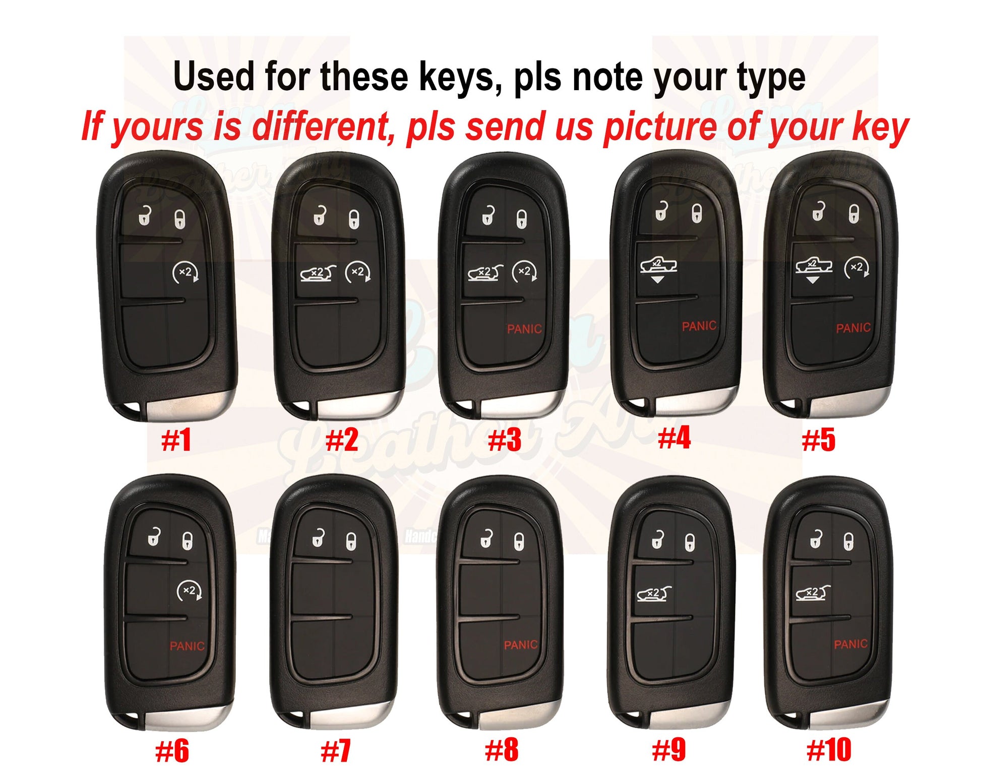 Leather Key Fob case Cover Fit for Grand Cherokee, (2016- 2018) Ramm 1500 2500 3500, Challenger Charger Dart Durango Keychain Initials