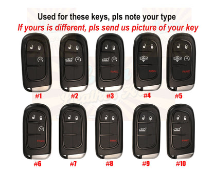 Leather Key Fob case Cover Fit for Grand Cherokee, (2016- 2018) Ramm 1500 2500 3500, Challenger Charger Dart Durango Keychain Initials