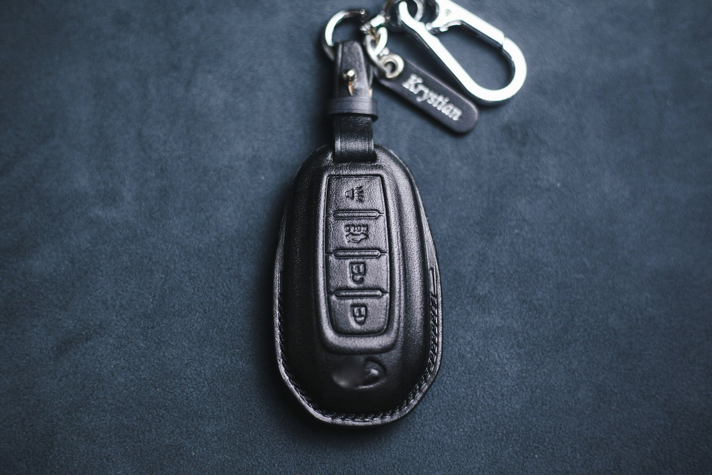 Leather Car Key Fob Cover Fit for Infinitis 2019 2020 2021 2022 Infinitiss G35 G37 Q50 Q60 QX50 QX55 Infinitiss QX60 Personalized Keychain