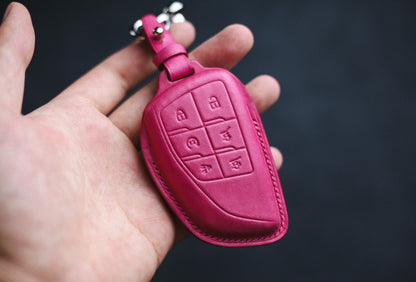 For Chevy Key Fob Cover Case Leather 2021 2022 Yukon Xl Daneli 2025 Chevy Tahoe Suburban Remote Silverado Case Holder Keychain Lanyard