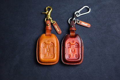 Leather Key Fob Cover For 2021 2022 2023 Chevy Silverado Smart Remote Case Chevy Suburban 2020 Yukon XL G-M-C Accessories Keyless Holder