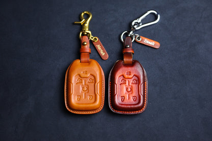 Fit For 2024 Acadia Key Fob Cover Canyon Remote Case Leather Holster Sierra Car Accessories Keyless Holder 2021 2022 2023 Keychain Name Tag