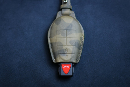 Army Camo Style Key fob Cover holder for Ramm Classic, Dodgee Classic, Grand Caravan Dart Chryslerr Town Country Cherokee Key Loop Keychain