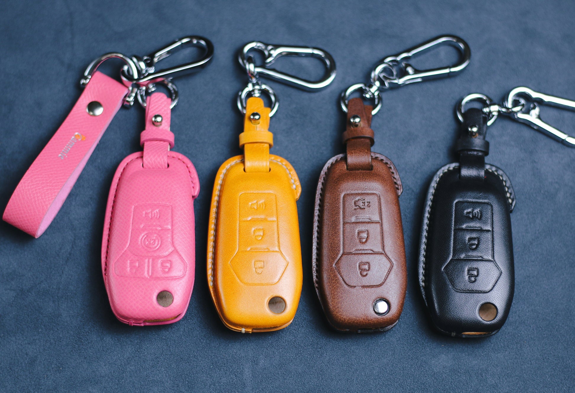 2017 Explorer Maverick Ranger F150 F250 Leather Key Fob Cover Case 2016 Bronco Base Fusion Edge Keyring Keychain Flip Keyless Remote Holder