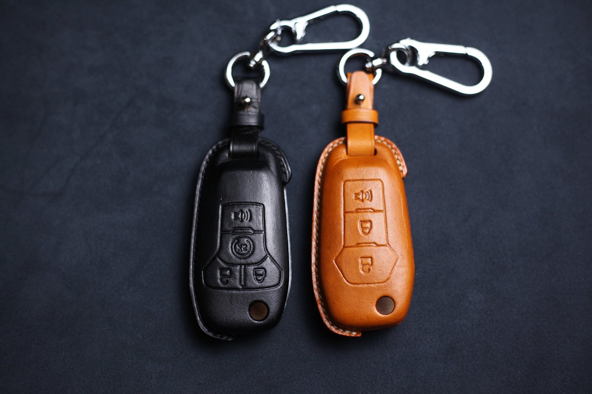 2017 Explorer Maverick Ranger F150 F250 Leather Key Fob Cover Case 2016 Bronco Base Fusion Edge Keyring Keychain Flip Keyless Remote Holder