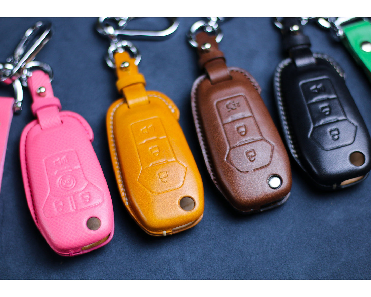 2017 Explorer Maverick Ranger F150 F250 Leather Key Fob Cover Case 2016 Bronco Base Fusion Edge Keyring Keychain Flip Keyless Remote Holder