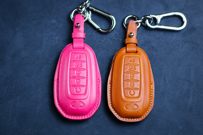 Leather Key Fob Cover fit for 2022 Q50 Q60 QX50 QX55 QX60, 2022 Altima Maxima Murano Remote Cover Customized Name Tag Lanyard