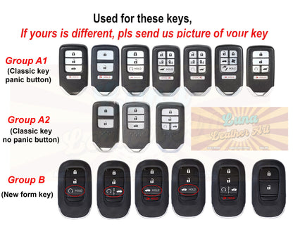 For 2023 Hondaa Leather Key Fob Cover Case Hondaa Civic Passport Accord Ridgeline Vezel Crv C RV Hrv Insight Pilot Keyless Remote Holder