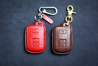 Cute Leather Key Fob Cover For Toyotas Tundra Tacoma 2015 2022 2023 Sequoia Sienna Corolla Avalon Case Remote Holder Toyotas Accessories