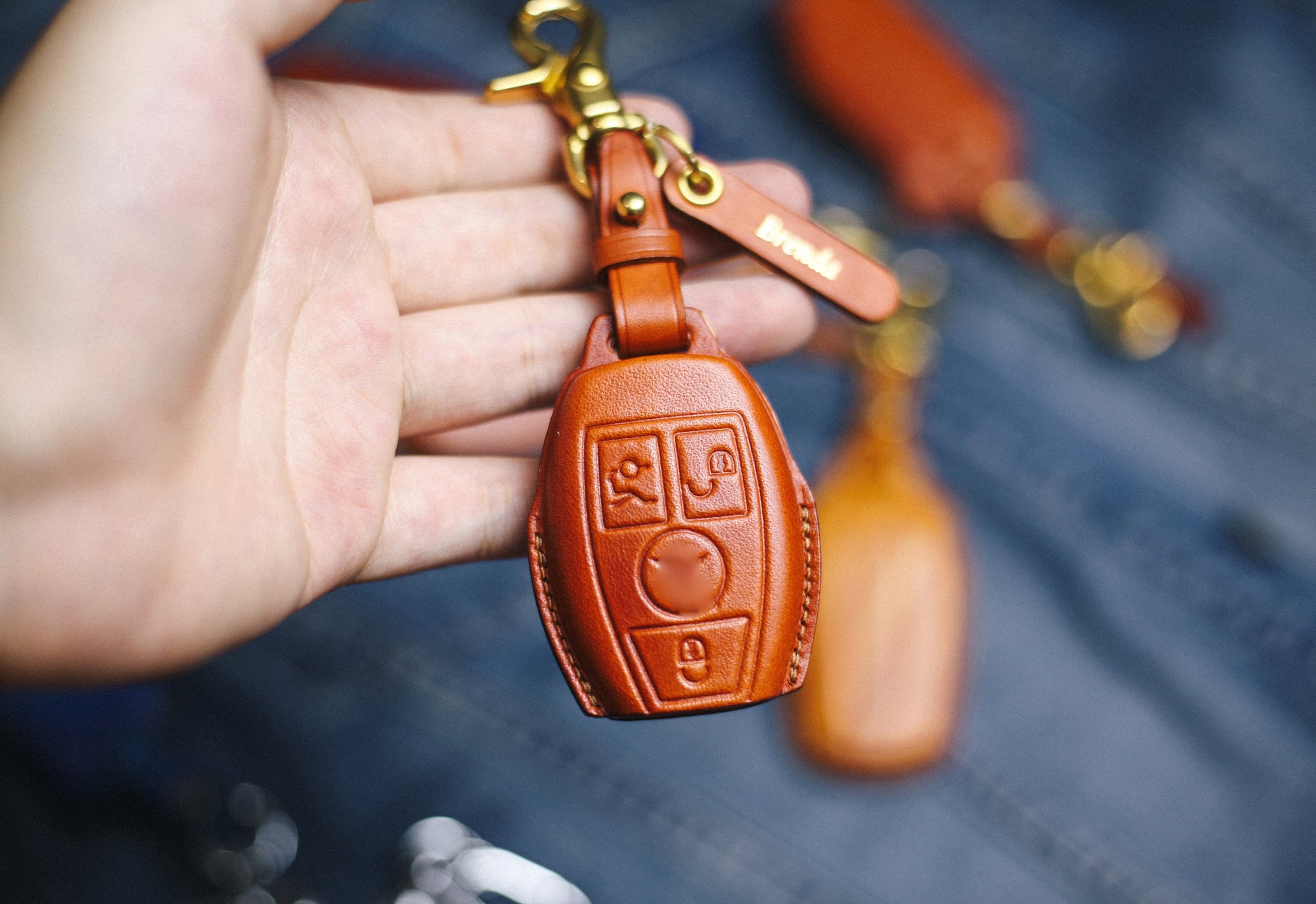 Fob Cover Leather with Keychain, Protector Key case Compatible Mercedess Benz 2017-2021 E-Class 2018-2021 S-Class 2019-2021 A-Class G-Class