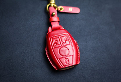 Key Fob Cover Case For 2022 2023 Mercedesss EQS SL 63 EQE EQb Class S500 S600 S680 Leather Key Fob Cover Remote Holder Keychain Clip Clasp