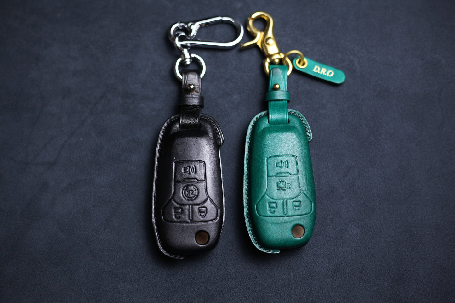 2017 Explorer Maverick Ranger F150 F250 Leather Key Fob Cover Case 2016 Bronco Base Fusion Edge Keyring Keychain Flip Keyless Remote Holder