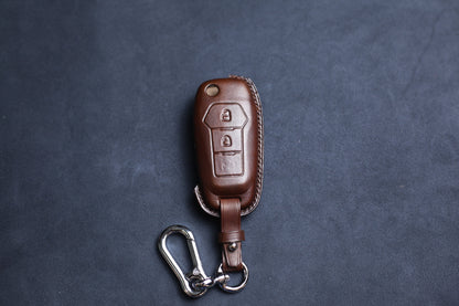 2017 Explorer Maverick Ranger F150 F250 Leather Key Fob Cover Case 2016 Bronco Base Fusion Edge Keyring Keychain Flip Keyless Remote Holder