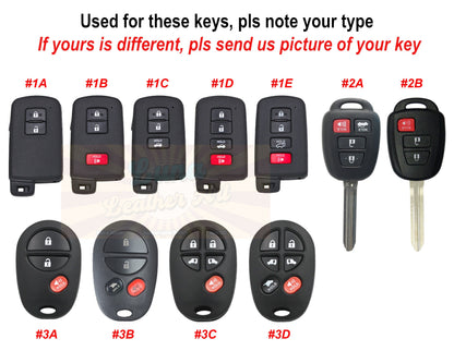 Cute Cover for Tundra 2012 Tacoma Sequoia 2013 Sienna 2014 Highlander Key Fob Cover Case Leather Remote Holder Keychain Round Plug Key Shell