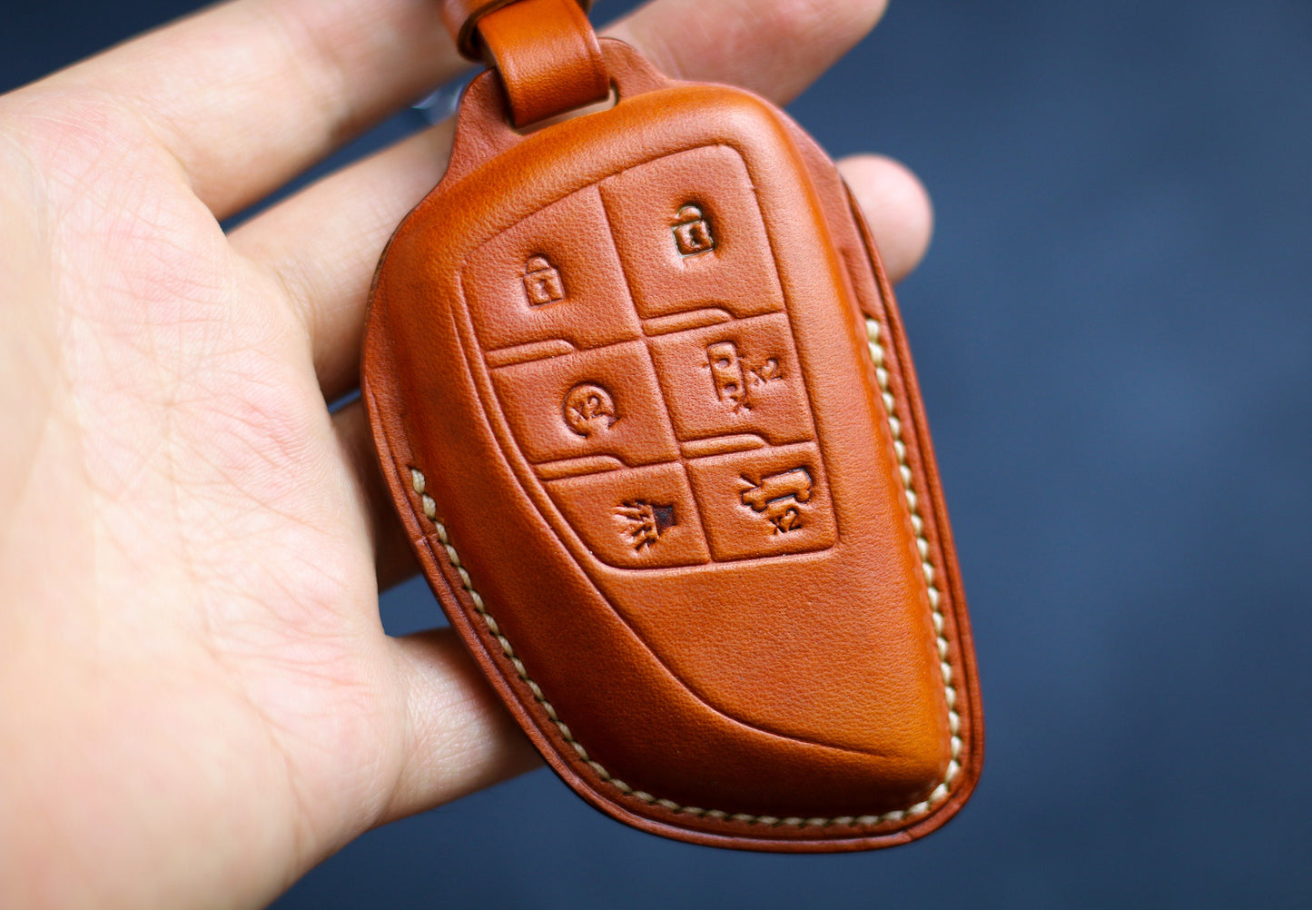 Leather Cover For 2024 G-m-c Hummeer Suv Truck Ev Key Fob Case Chevy Silverado Tahoe Acadia Denali Sierra Remote Holder Keychain Accessories