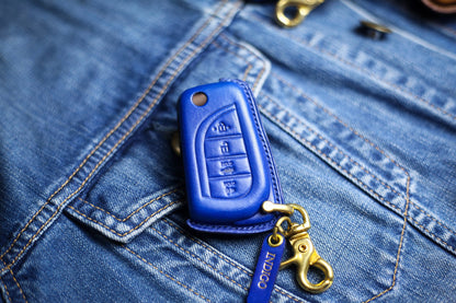 Leather Cover For Flip Key 2015 Camry 70 Prado Prius CHR Clicker Hilux Corolla Key Fob Case Folding Flip Remote Holder Prius Accessories