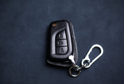 Remote Cover Toyotaa Camry Prado Prius CHR Clicker Hilux Corolla Key Fob Cover Case Folding Flip Leather Remote Holder 2024 Camry Keychain