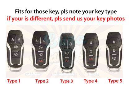 Leather Key Fob Cover For Mustang 3 4 5 Buttons Fusion Fob Mondeo Mustang F150 Explorer Edge S Max Mondeo Galaxy MKZ MkC Key Fob Cover