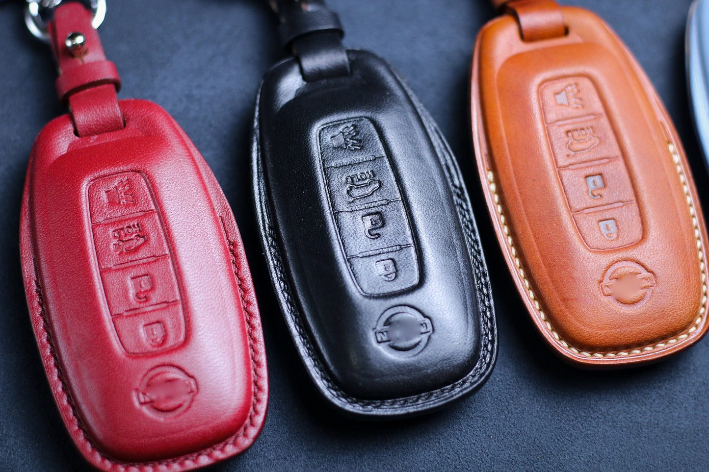 For Nissans Pathfinder Rogue Kicks Ariya Z GT Xtrail Frontier Titan Key Fob Cover Case Keyless Remote Holder Leather, Nissans Keychain