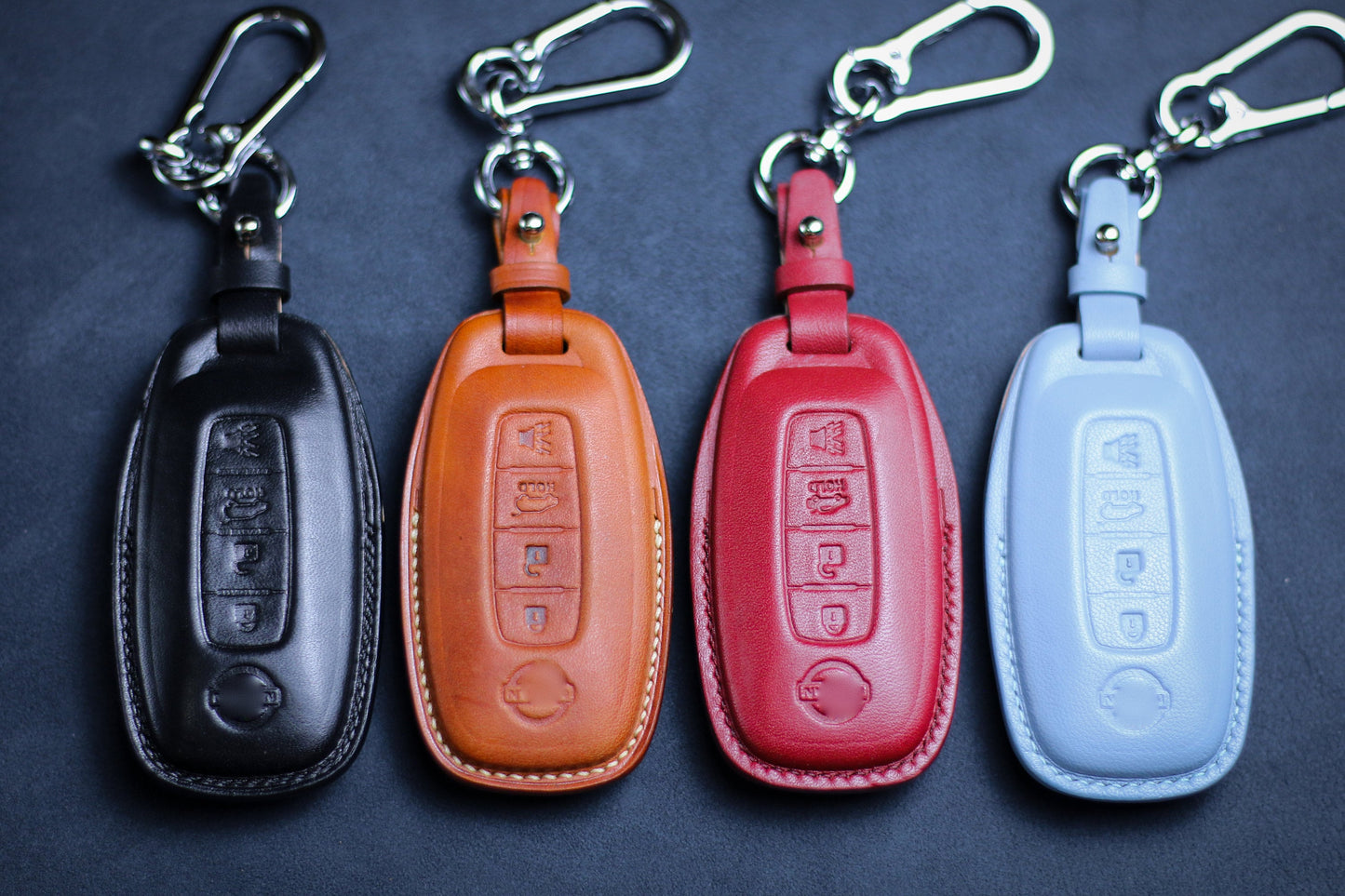 3 4 5 Button Nissaan 2023 Key Cover Leather Fob Case Pathfinder Qashaqai Rogue Altima 2023 Remote Holder For Infiniiti 2022 Niissan Keychain