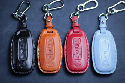 3 4 5 Button Nissaan 2023 Key Cover Leather Fob Case Pathfinder Qashaqai Rogue Altima 2023 Remote Holder For Infiniiti 2022 Niissan Keychain