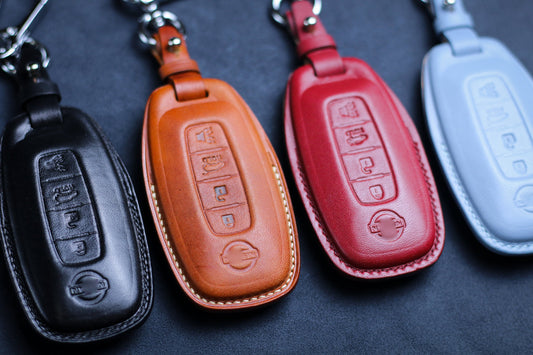 Fob Case Cover Leather 2025 2024 Nissaan Pathfinder Rogue 2023 Titan Frontier Xtrail Ariya Kicks Juke Key Nissann Accessories Remote Holder