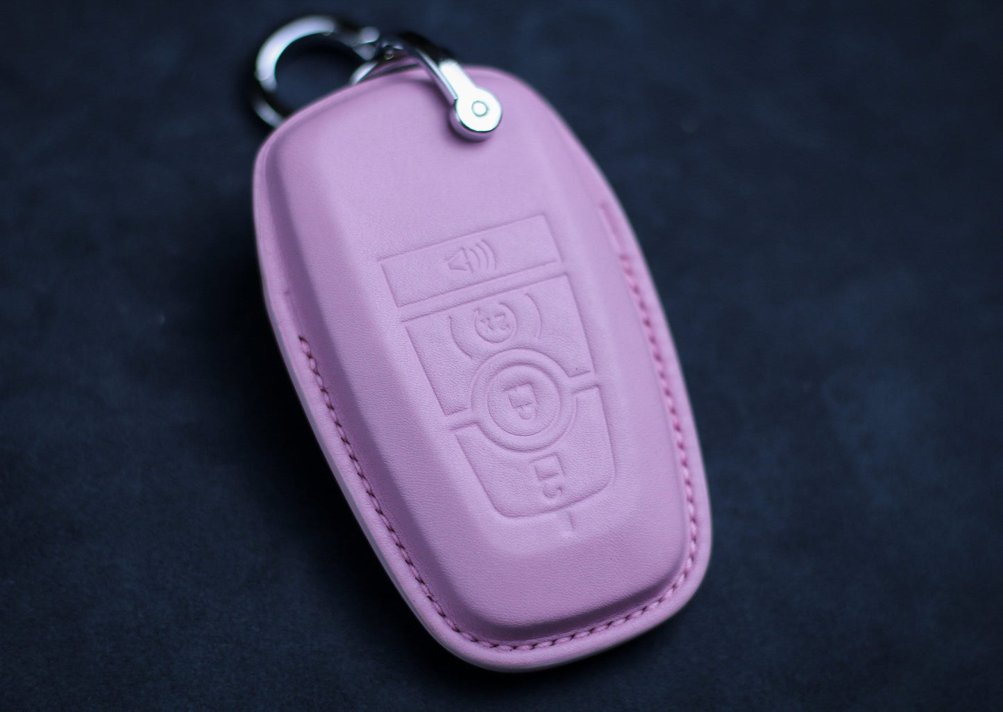 Pink Cute Bronco Key Fob Cover Leather Case For Bronco Sport 2021 2022 2023 Tremor Key Fob Keychain Stamp Embossed Horse Bronco Accessories
