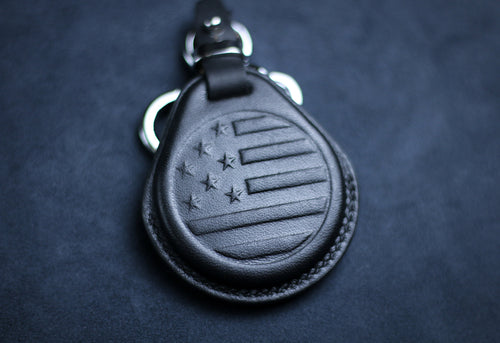 Us Flag Emblem Leather Key Fob Cover For Harley Remote Skull Logo Leather Case X48 1200 883 Fat Bob Boy Street Road Glide Harley Accessories