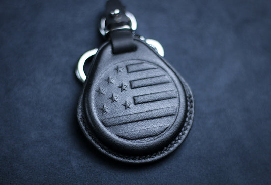 Us Flag Emblem Leather Key Fob Cover For Harley Remote Skull Logo Leather Case X48 1200 883 Fat Bob Boy Street Road Glide Harley Accessories