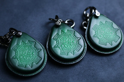 Key Cover For Harley Leather Fob Remote Case Roadster Keychain Handmade Street Rob Viking Skull Aztec Emblems 883 X48 1200 Street Glide