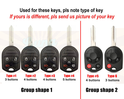 Leather Key Fob Cover For 2011 Edge 2012 2013 2014 Escape Case Expedition 2010 Mustang Explorer Flex Fusion Taurus 2008 Tribute Key Holder