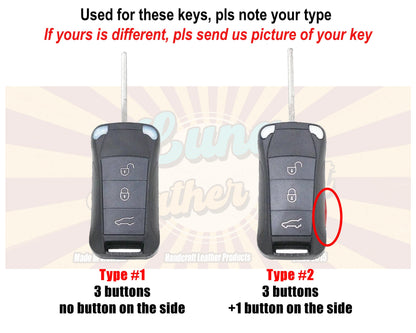 Leather Key Fob Cover For Porschee 2004 2005 2006 Cayenne GTS 2007 2008 2009 2010 2011 Porsches flip key 3 4 buttons Cayenne Remote Holder