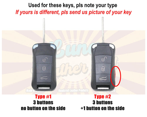 Leather Key Fob Cover For Porschee 2004 2005 2006 Cayenne GTS 2007 2008 2009 2010 2011 Porsches flip key 3 4 buttons Cayenne Remote Holder