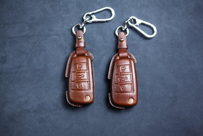 Leather Key Fob Cover For Porschee 2004 2005 2006 Cayenne GTS 2007 2008 2009 2010 2011 Porsches flip key 3 4 buttons Cayenne Remote Holder