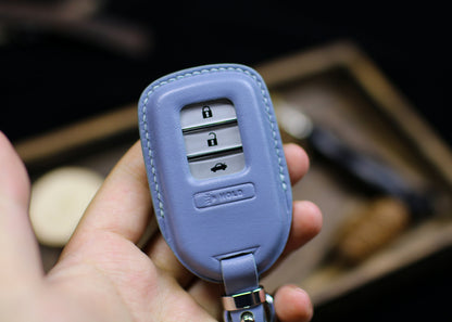 Leather Key Fob Cover for 2024 Hondaa 2022 Civic 2023 Accord, Vezel, Crv Hrv Brv Pilot Trailsport, Passport Remote Holder Hondas Accessories