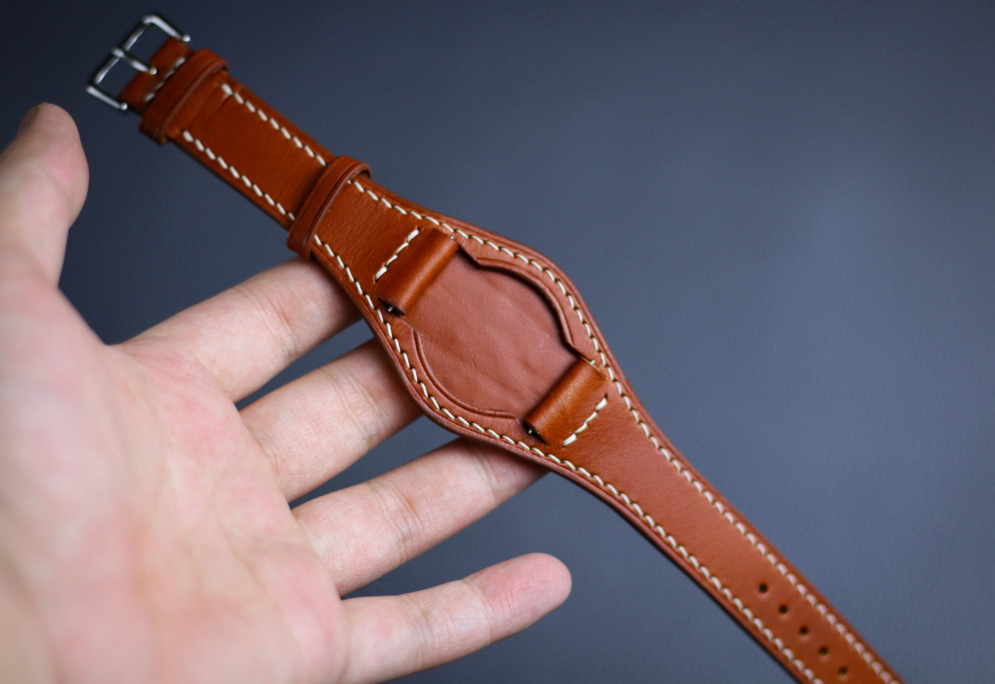 Leather Watch Bund Strap Band, Watch Strap, Black Brown Cuff Band, Full Bund Strap 20mm 18mm 22mm 16mm 24mm, Genuine Leather Wristwatch Band
