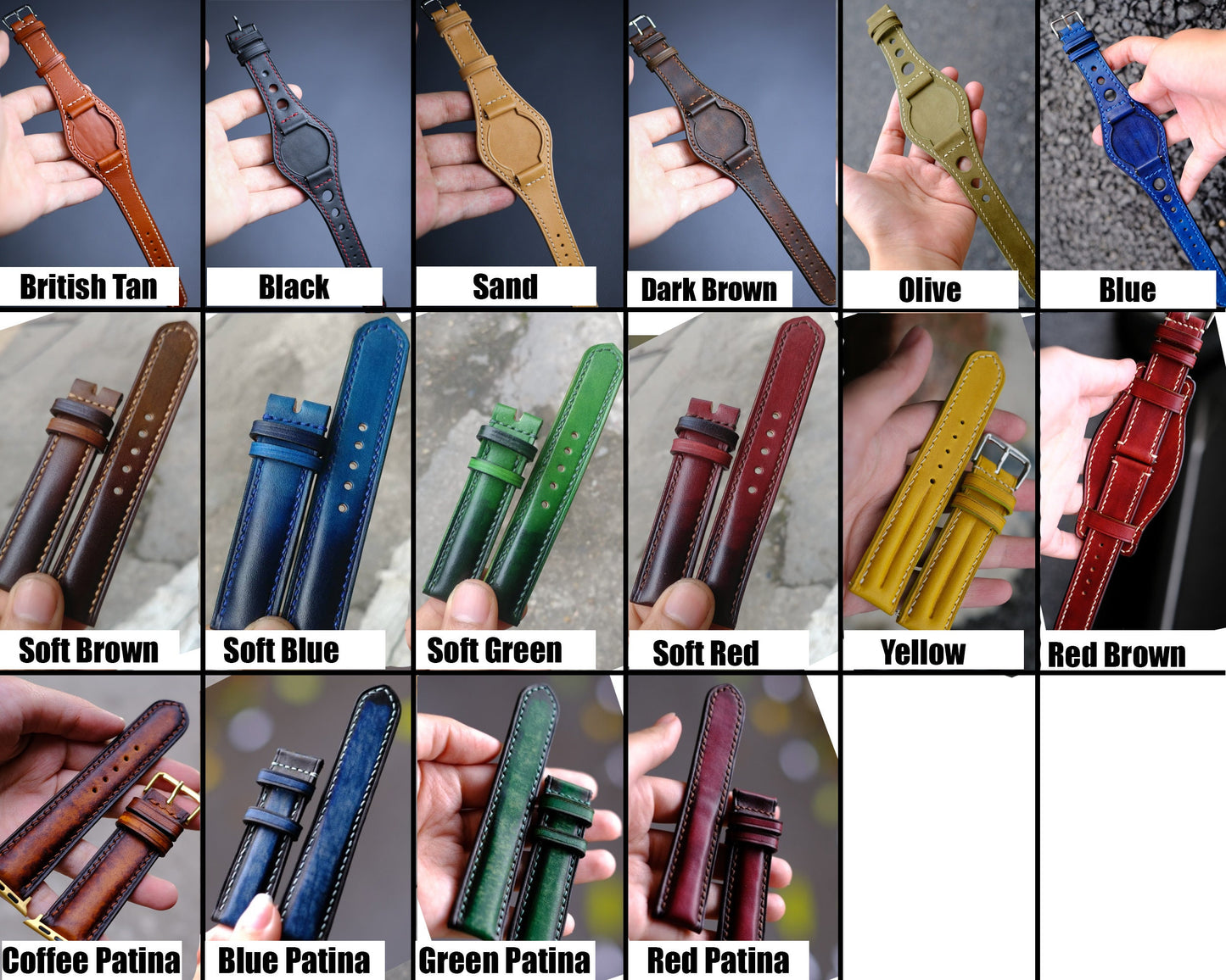 Customized Leather Bund Strap, Bundstraps Watch Band 16mm 18mm 20mm 22mm Watch Band Leather Watch Strap, Apple Cuff Band Watch Band Strap