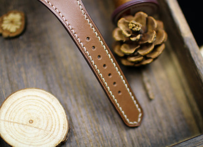 Brown Leather Bund Strap 20mm, 22mm Bund Watch Band 16mm 24mm Leather Watch Band 18mm Leather Watch Strap, Applle Watch Band Cuff Band Strap