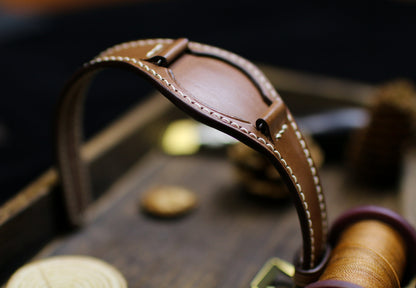 Brown Leather Bund Strap 20mm, 22mm Bund Watch Band 16mm 24mm Leather Watch Band 18mm Leather Watch Strap, Applee Watch Band Cuff Band Strap