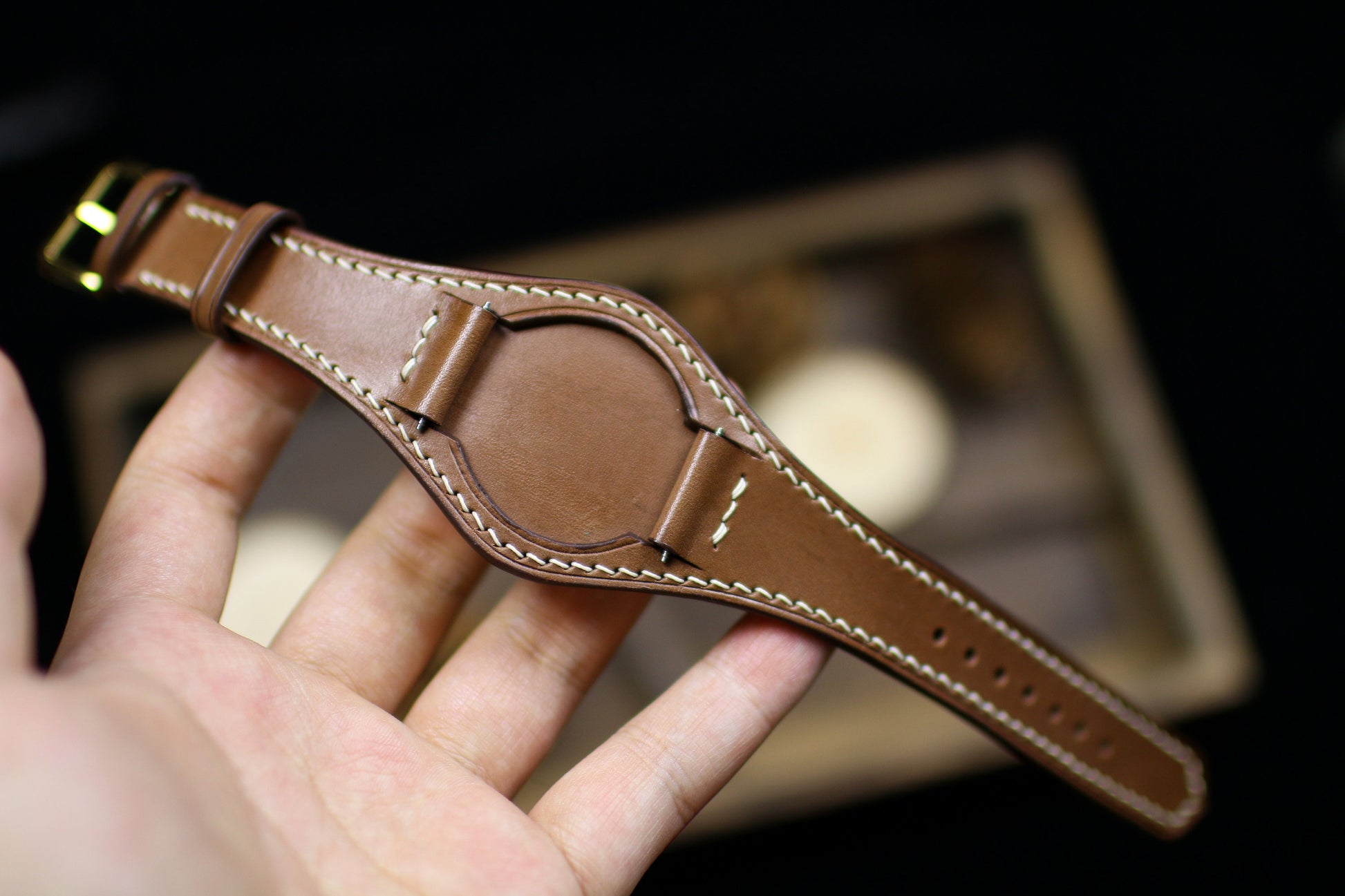 Brown Leather Bund Strap 20mm, 22mm Bund Watch Band 16mm 24mm Leather Watch Band 18mm Leather Watch Strap, Applle Watch Band Cuff Band Strap