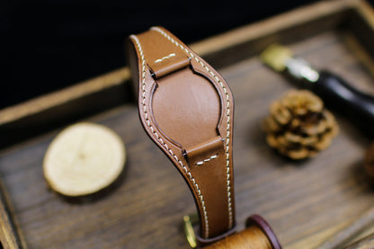 British Tan Leather Bund Strap 20mm, 22mm Bund Watch Band 16mm 24mm Leather Watch Band 18mm Leather Watch Strap, Applee Watch Band Cuff Band