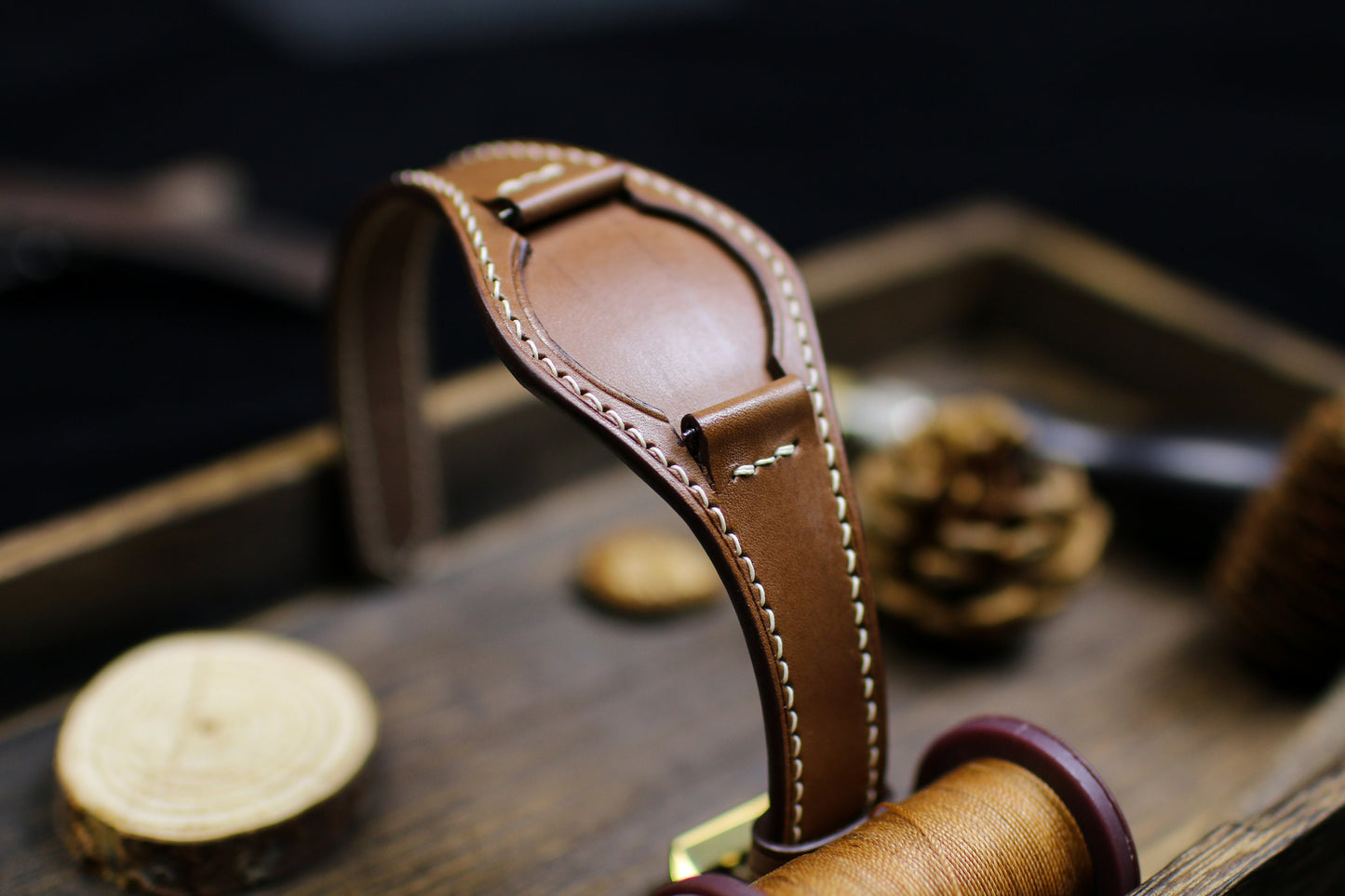 British Tan Leather Bund Strap 20mm, 22mm Bund Watch Band 16mm 24mm Leather Watch Band 18mm Leather Watch Strap, Applee Watch Band Cuff Band