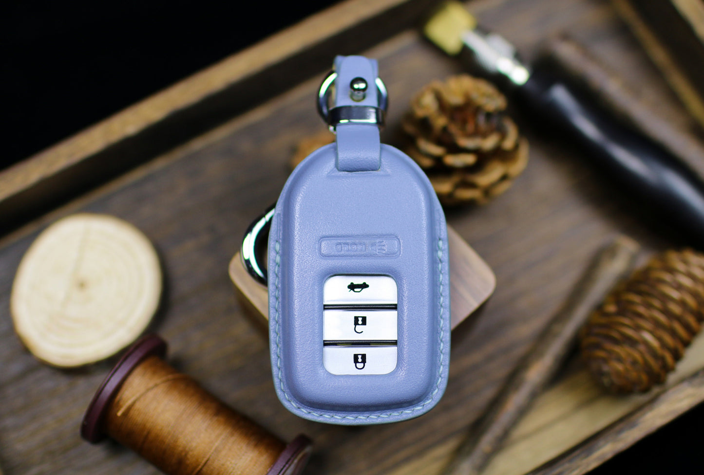 Leather Key Fob Cover for 2024 Hondaa 2022 Civic 2023 Accord, Vezel, Crv Hrv Brv Pilot Trailsport, Passport Remote Holder Hondas Accessories