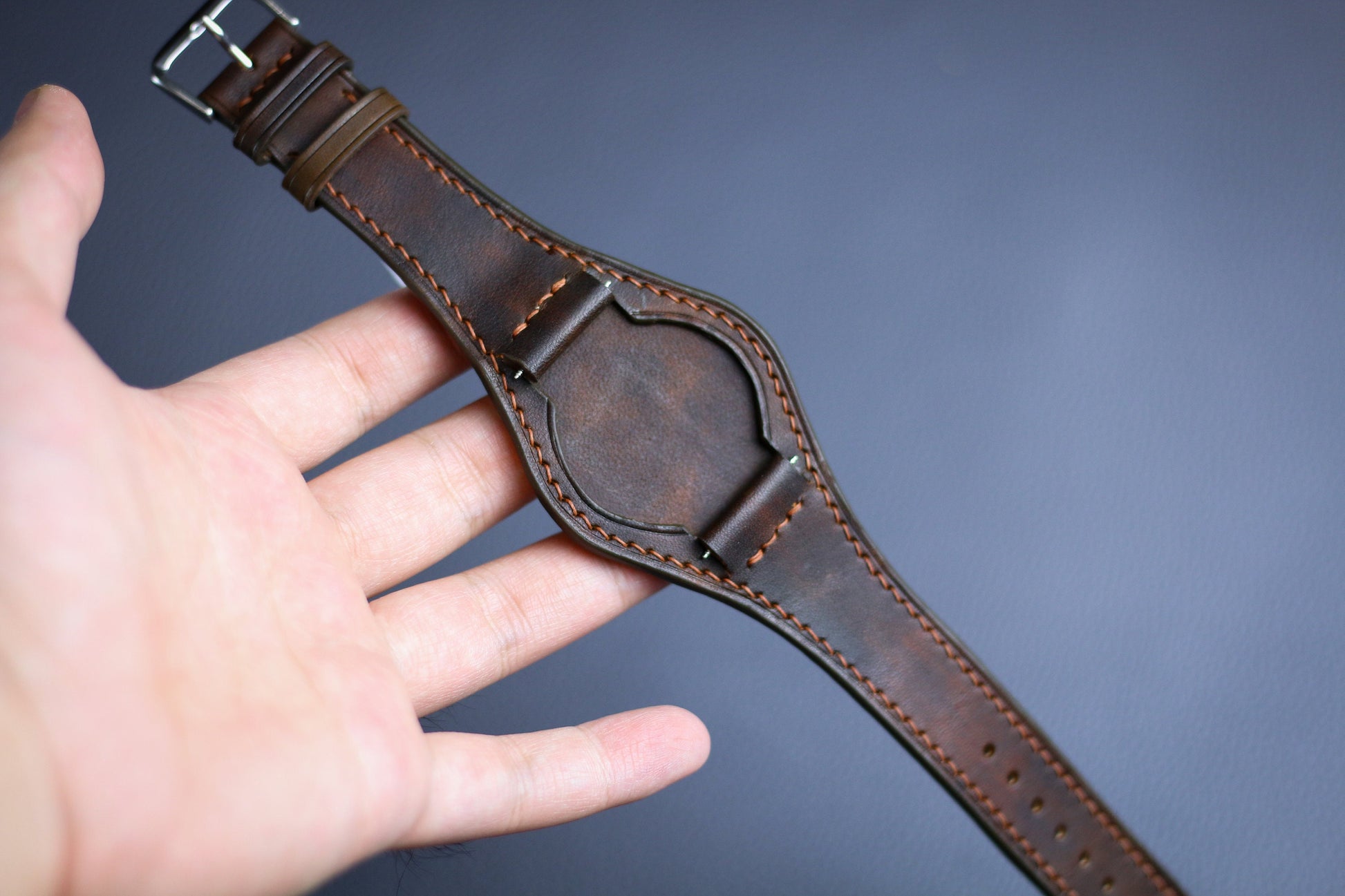 Leather Watch Bund Strap Band, Watch Strap, Black Brown Cuff Band, Full Bund Strap 20mm 18mm 22mm 16mm 24mm, Genuine Leather Wristwatch Band