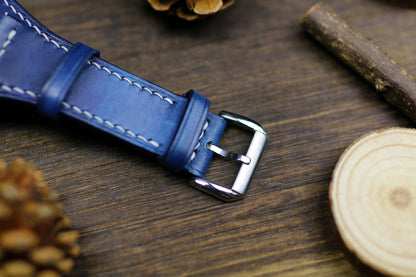 Navy Leather Bund Strap 20mm, 22mm Bund Watch Band 16mm 24mm Leather Watch Band 18mm, Leather Watch Strap Apple Band Watch , Cuff Band Strap