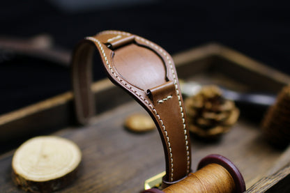 Brown Leather Bund Strap 20mm, 22mm Bund Watch Band 16mm 24mm Leather Watch Band 18mm Leather Watch Strap, Applee Watch Band Cuff Band Strap